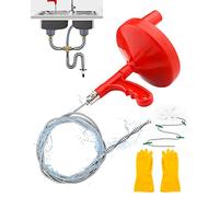 Snake Drain Auger, 7m Flexible Drain Unblocker Tools, Professional Toilet Snake for Bathtub Drain/Kitchen/Shower Drains/Floor Drains, with Gloves and Shower Drain Pipe Protector