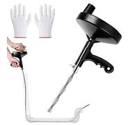 Snake Drain Unblocker Drain Auger, 7.62m Professional Kitchen Sink Unblocker Tool Toilet Drain Unblocker Tools with Gloves, Flexible Plumbing Snake Plug Unblocker for Bathroom/Kitchen Sink