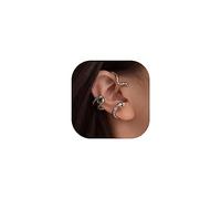 Snake Ear Cuff Earrings Non Piercing,Green CZ Silver Cartilage Cuff Clip On Earrings Punk Vintage Fake Snake Ear Climber Earrings, Zinc, Cubic Zirconia