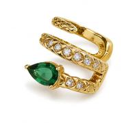 Snake Ear Cuff for Women - No Piercing Clip On Earring with CZ Stones and Teardrop Gem - Helix Cartilage Wrap Jewellery