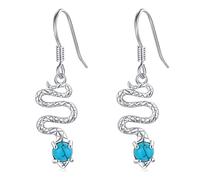 Snake Earrings 925 Sterling Silver Turquoise Dangle Earrings Protection Jewelry Gifts for Women