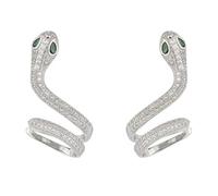 Snake Earrings for Women, Cubic Zirconia Pave Serpent Studs Light Luxury Edgy Design Cold Style Minimalist Silver Tone Ideal for Daily Fashion Gift