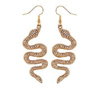 Snake Earrings for Women Gold Snake Earrings Punk Gothic Snake Dangle Earrings Vintage Curved Snake Rhinestone Earrings Animal Gifts for Girls Teen, Zinc