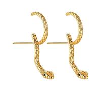 Snake Earrings - Gothic Animal Ear Cuff Earrings, Wrap Around Non Piercing Style, 2.3cm Length 0.9 Inch Small Frame, Polished Finish Alloy Metal For Women Men Adults Parties