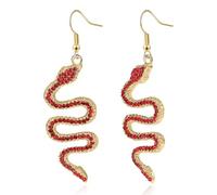 Snake Earrings Halloween Goth Drop Dangle Hoop Earrings 14k Gold Plated Rhinestone Earring Snake Statement Jewelry for Women, One Size, Metal, No Gemstone