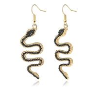 Snake Earrings Halloween Goth Drop Dangle Hoop Earrings 14k Gold Plated Rhinestone Earring Snake Statement Jewelry for Women, One Size, Metal, No Gemstone