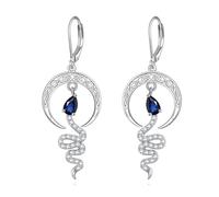 Snake Earrings Sterling Silver Celtic Knot Earrings Moon Dangle Earrings Leverback Drop Jewelry Birthday Gifts for Women