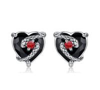 Snake Earrings Sterling Silver Cute Punk Gothic Snake Earrings Heart Crystal Stud Earrings Goth Jewelry Gifts for Women