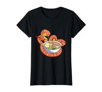 Snake Eating Ramen Kawaii Snake Japanese Noodle Value Graphic T-Shirt, Women, Black, L