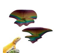 Snake Enclosure Decor | 3D Adhesive Mushroom Ornaments | 2 Pieces Artificial Frog Home Ornaments - for Frogs, Lizards, Snakes, Chameleons, Spiders, Crabs, Hermits, Crabs