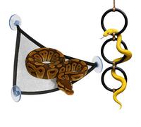 Snake Enrichment Toys Ball with Hammock, Snake Climbing Accessories and Hammock for Ball Python, Small Jungle Gym Ladder Toy, Reptiles Climbing Toy Hammocks, Snakes Tank Accessories (Black Ring, L)