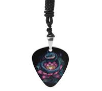 Snake Flower Vintage Pick Necklace Guitar Bass Pick Pendant &B Steel Music Jewelry for Music Lovers