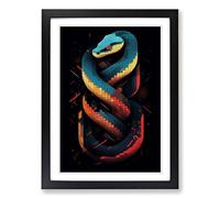 Snake Geometric No.2 Framed Print | A2 Black Framed Wall Art | Ready to Hang | Modern Fantasy Picture | Living Room Bedroom Lounge Office