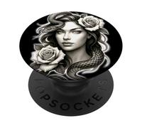 Snake Girl Serpent Medusa Roses PopSockets Adhesive PopGrip
