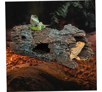 Snake Hide, Leopard Gecko Accessories, Resin Hollow Bearded Dragon Hideout, Imitation Bark Driftwood for Reptile Tank, Animal Basking Platform for Spider, Scorpion, Tortoise, Bearded Dragon Hide