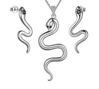 Snake Jewelry Set for Women Girls 925 Sterling Silver Punk Snake Pendant Necklace Earrings Jewerly Set Reptile Gifts Animal Boho Jewelry Aniversary Birthday Gift FS0107W