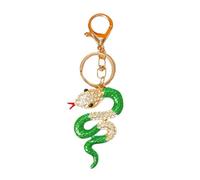 Snake Keychain Rhinestone Crystal Snake Keyring 2025 Year of The Snake Chinese Charms Sparkling Bag Pendant Decor for Lunar New Year Spring Festival (Green)