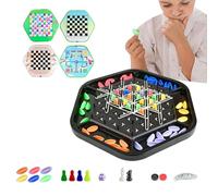 Snake Ladder Board Game, Flying Chess Game - 4 in 1 Travel Friendly Family Games | Chain, Flying Chess, Checkers Interactive Chess Game for Beginners