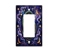 Snake Light Switch Cover Plate/Outlet, Fantasy Artistic Stars Crescent Moons None Blue Wall Switch Plates Accents for New Apartment Home Bedroom Office Decor