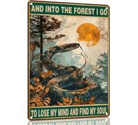 Snake Metal Sign And Into The Forest I Go to Lose My Mind and Find My Soul Hiking Girl Retro Metal Tin Sign Vintage Sign for Home Coffee Wall Decor 8x12 Inch