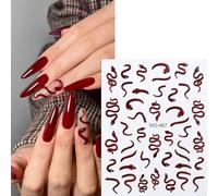 Snake Nails Decals Black Snake Nails Art Stickers Snake Manicure Stickers Self-Adhesive Nails Sticker For Women Girls