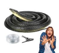 Snake On A String Prank - Realistic Soft Rubber Fake Snake Toy With String Clip, Flexible Novelty Trick Prop | Large Green Artificial Reptile Gag Decoration For Parties Games Endless Laughter