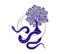 Snake on Crescent Moon and Tree of Life sac Geometry Occult Celestial Pagan Witchcraft Mural and Wall Vinyl Decal 65.6x78.9cm Art Decoration DarkBlue