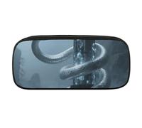 Snake on Crystal Pillar Pencil Case Waterproof Leather Pencil Pouch Multi-purpose Aesthetic Makeup Bag Cute Pen Bag Large Cosmetic Bag for Office Stationery, Travel