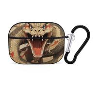 Snake Open Mouth for Airpod Pro Case Cover Hard Shell Full Drop Protection Cover with Keychain Compatible with AirPod Pro 2nd/1st Generation, Front LED Visible,Black