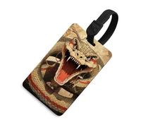 Snake Open Mouth Luggage Tag for Suitcases TSA Approved with Name Id Card Suitcase Tags Identifiers Black Strap Clear Window Personalized Baggage Tag for Cruise Airport Travel Essentials