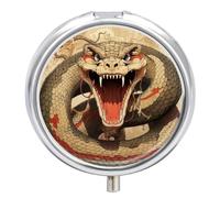 Snake Open Mouth Pill Box Round Portable Small Pill Case Waterproof Travel Pill Box Organizer for Pocket Purse and Daily Convenience