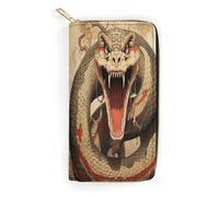 Snake Open Mouth Slim Thin Credit Card Wallet, PU Leather Bifold Cash Wallet, Zipper Coin Pocket Id Window Wallet Storage Bag Wallet Coin Purse Pouch Change Holder Small with Zipper for Men And Women