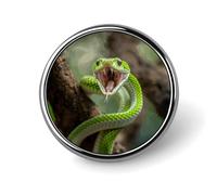Snake Opens Its Mouth Round Lapel Pin Brooch Badge Cute Tie Tack Pin for Hats, Clothing, Bags Unique Fashion Accessories Gift for Men & Women, Circular, Aluminum, no gemstone