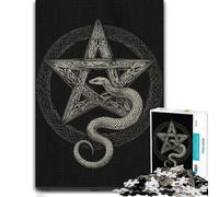 Snake Pentagram Celtic Knot Wooden Adult Puzzle 1000 Pieces | Fresh-start puzzle gift: activity for family time at home.