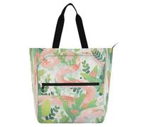 Snake Pink Green Kids Book Tote for Boys Girls Adults Large Reusable Grocery Beach Bag with Zipper for School Shopping Grocery Rainbow