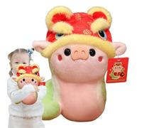 Snake Plush Animal - Standing Plush Mascot Doll with Snake Wearing Lion Hat - 2025 Year of the Snake Mascot for Chinese Spring Festival