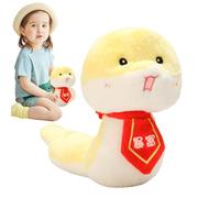 Snake Plush Toy - Chinese Stuffed Animal, Wearable Bowtie Soft Doll | Year of the Snake Collectible, New Year Festival Decorations, Cuddly Kids Gift Idea, Removable Accessory