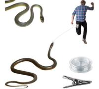 Snake Prank with String Clip Plastic Realistic Snake Prank Funny Toy Reusable on a String for Adults Kids Family That Chase People Grey, Toys