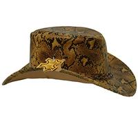Snake Print Real Leather Aussie Style Bush Hat Burmese Python Cowboy Cowgirl