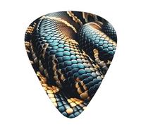 Snake-Reticulated-Scales 12 Pack Guitar Picks With 3 Thicknesses And Storage Box, Abs Plectrums For Electric Bass Guitar Players