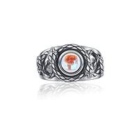 Snake Ring 925 Sterling Silver Two Snake with Moonstone Personality Ring Gothic Vintage Christmas Jewelry Gift for Men Women-Size 8