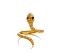 Snake Ring Adjustable Gold Vintage Retro Serpent Open Rings Gold-Plated Snake Rings Snake Resizable Ring Animal Women Rock Punk Slim Circle Round Jewellery, Stainless Steel, No