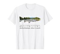 Snake River Trout Fishing Mountain Nature River Landscape Value Graphic T-Shirt, Men, White, S