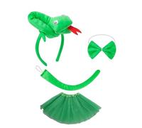 Snake Role Play Costume Set With Headband Tail Bowtie Skirt Halloween Snake Outfit Accessory For Kids Boy Girl Cosplay Fashionable Headpiece