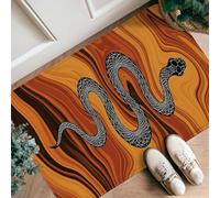 Snake Runner Rug, Modern Abstract Waves Swirls Fall Orange Low Pile Sponge Edge Binding Doormat Throw Rug Rectangle for Kitchen Laundry Room Doorway Entryway Decor 2x3 Ft