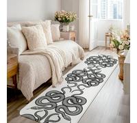 Snake Runner Rug, Modern Minimalistic Coil Head Halloween Black Low Pile Sponge Soft Rectangle Carpet Stain Resistant for Kitchen Bathroom Entryway Bedside Decor 2x8 Ft