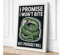 Snake Says Sorry Typography Canvas Wall Art Print 30x20 Inch (76 x 51 cm)