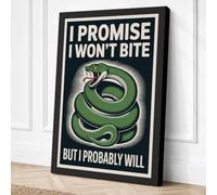 Snake Says Sorry Typography Canvas Wall Art Print 36x24 Inch (91 x 61 cm)