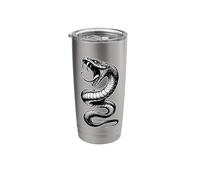 Snake Serpent Coil Cobra Venom Blackwork Stainless Steel Insulated Tumbler