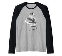 Snake Serpent Coil Strike Black Venomous Reptile Tattoo Raglan Baseball Tee